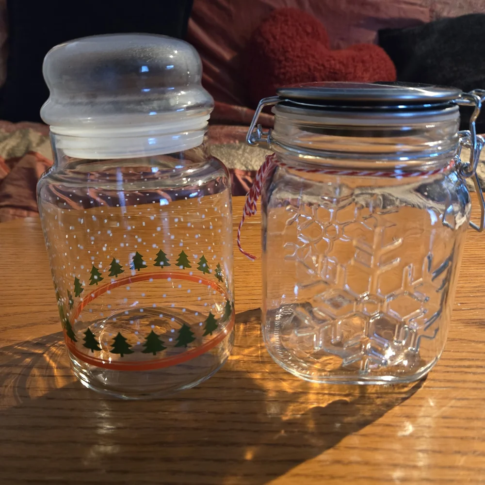 Festive Glass Jars with Holiday Designs - Picture 1 of 5